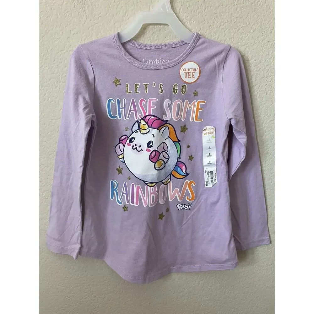 Jumping Beans Lilac Pikmi Unicorn Stars Rainbow Long Sleeve Girls' Top Size 5 - Picture 2 of 4